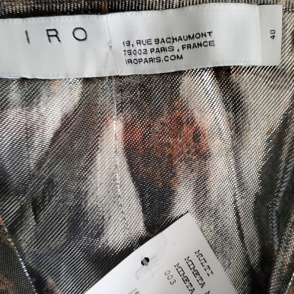 IRO Mimeta Metallic Silk-Blend Ruched Floral Mini Dress Large- Size 8 (FR 40) - Picture 8 of 10